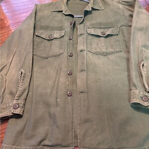Men's Army/Navy Casual Button Down Shirt - Olive Green
